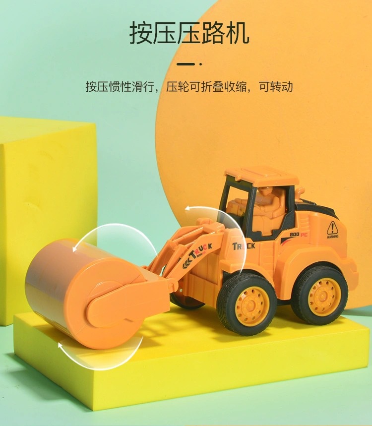 Cross-Border Children's Simulation Inertia Warrior Engineering Vehicle Excavator Bulldozer Model Toy Car DIY Boy Gift