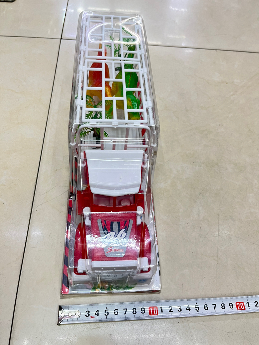 New Sliding Engineering Vehicle Animal Fence Car Drag Two DinosaursP Cover Packaging