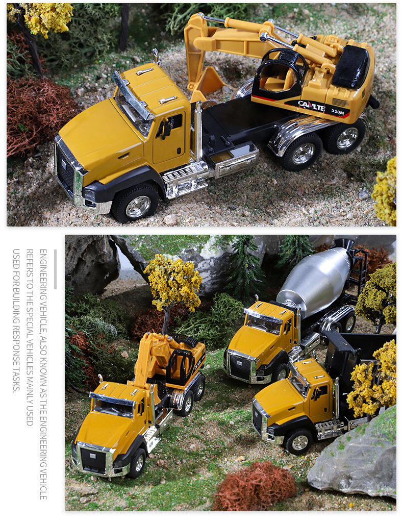 Children's Toy Engineering Car Set Simulation Alloy Car Model Mixing Excavator Car Model Boy