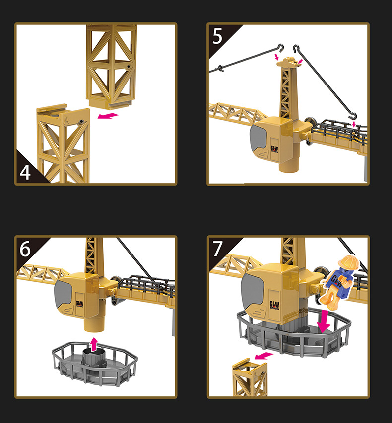 4678 Simulation Alloy Car Model 1:55 Engineering Excavator Set Crane Truck Sliding Children's Toys