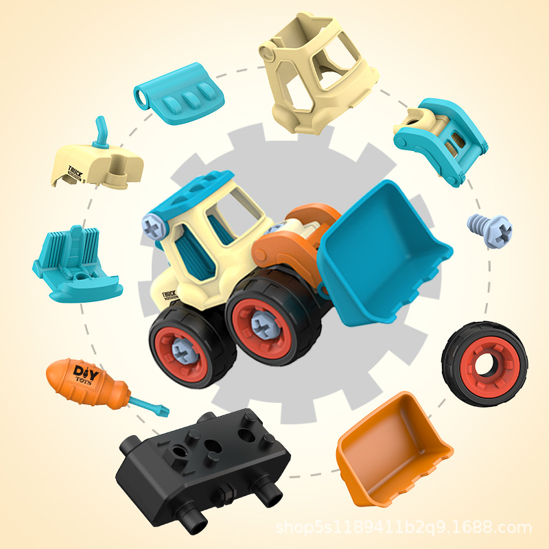 Cross-Border Disassembly Engineering Vehicle Children&#039;s Toy Boy DIY Nut Assembly Disassembly Simulation Sliding Mining Car Model