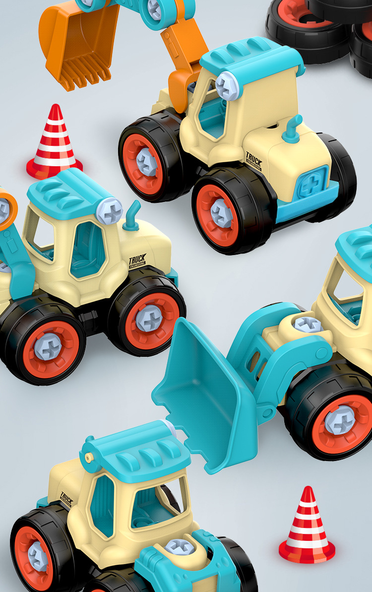 Cross-Border Disassembly Engineering Vehicle Children's Toy Boy DIY Nut Assembly Disassembly Simulation Sliding Mining Car Model