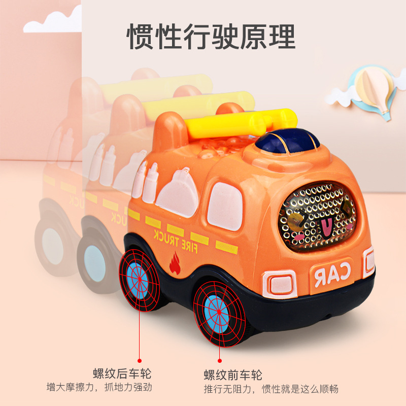 Children&#039;s Inertial Vehicle Cartoon Model Drop-Resistant Engineering Car Toys Cross-Border Stall Wholesale Kindergarten Car Gifts