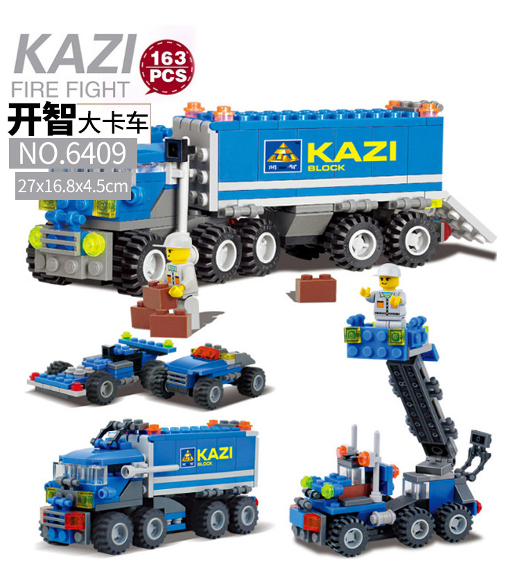 A Variety Of Kaizhi Truck Engineering Fire Fighting Children Educational Assembly Car Plastic Interactive Building Blocks Boy Toy Gift
