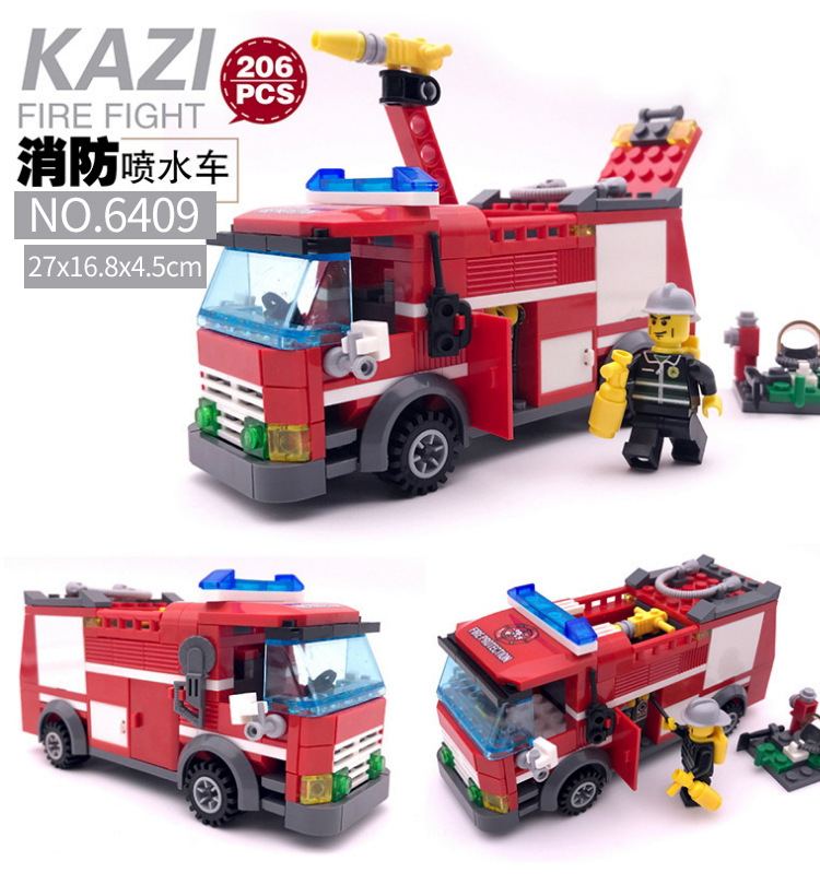 A Variety Of Kaizhi Truck Engineering Fire Fighting Children Educational Assembly Car Plastic Interactive Building Blocks Boy Toy Gift