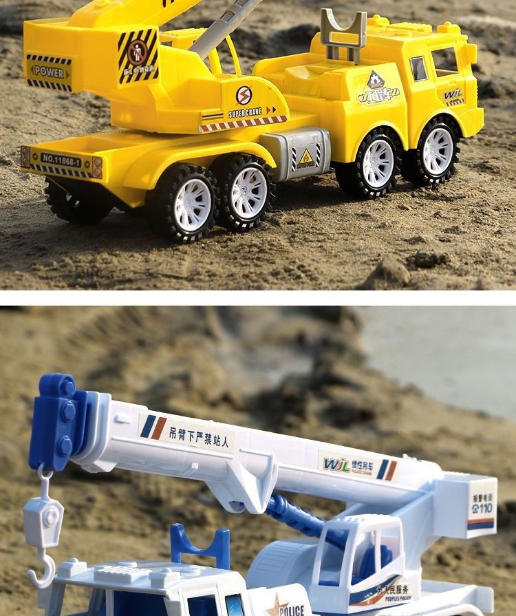 Inertia Crane Oversized Engineering Vehicle Crane Fire Fighting Military Police Car Children's Toy Car Model 3-6 Years Old