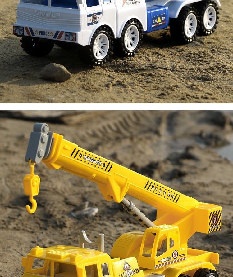 Inertia Crane Oversized Engineering Vehicle Crane Fire Fighting Military Police Car Children's Toy Car Model 3-6 Years Old