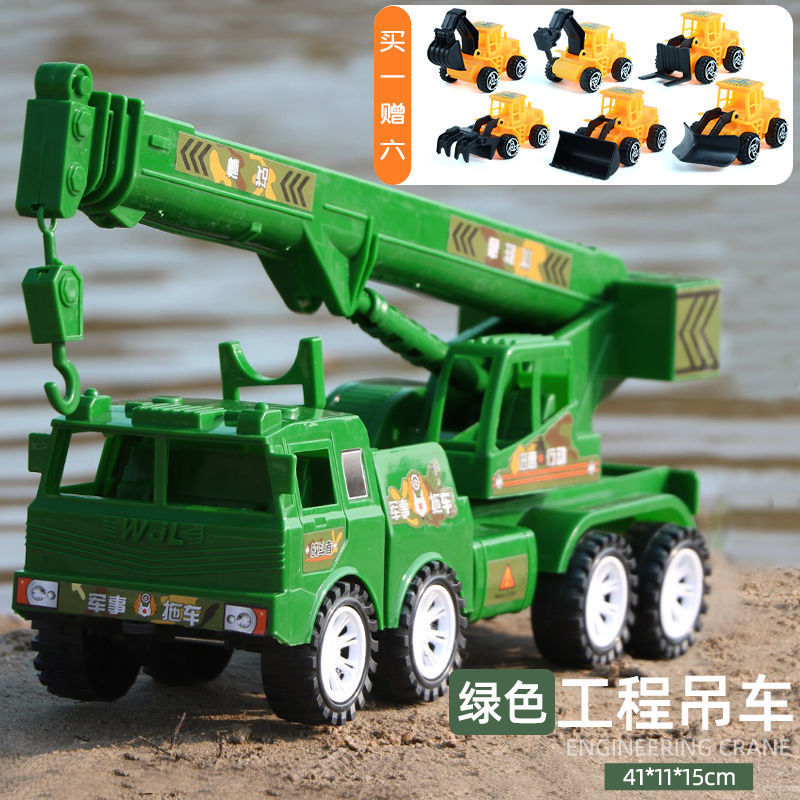 Toy Crane Truck Toy Car Carriage Hoist Oversized Inertial Engineering Vehicle Baby Boy Military Police Car Model