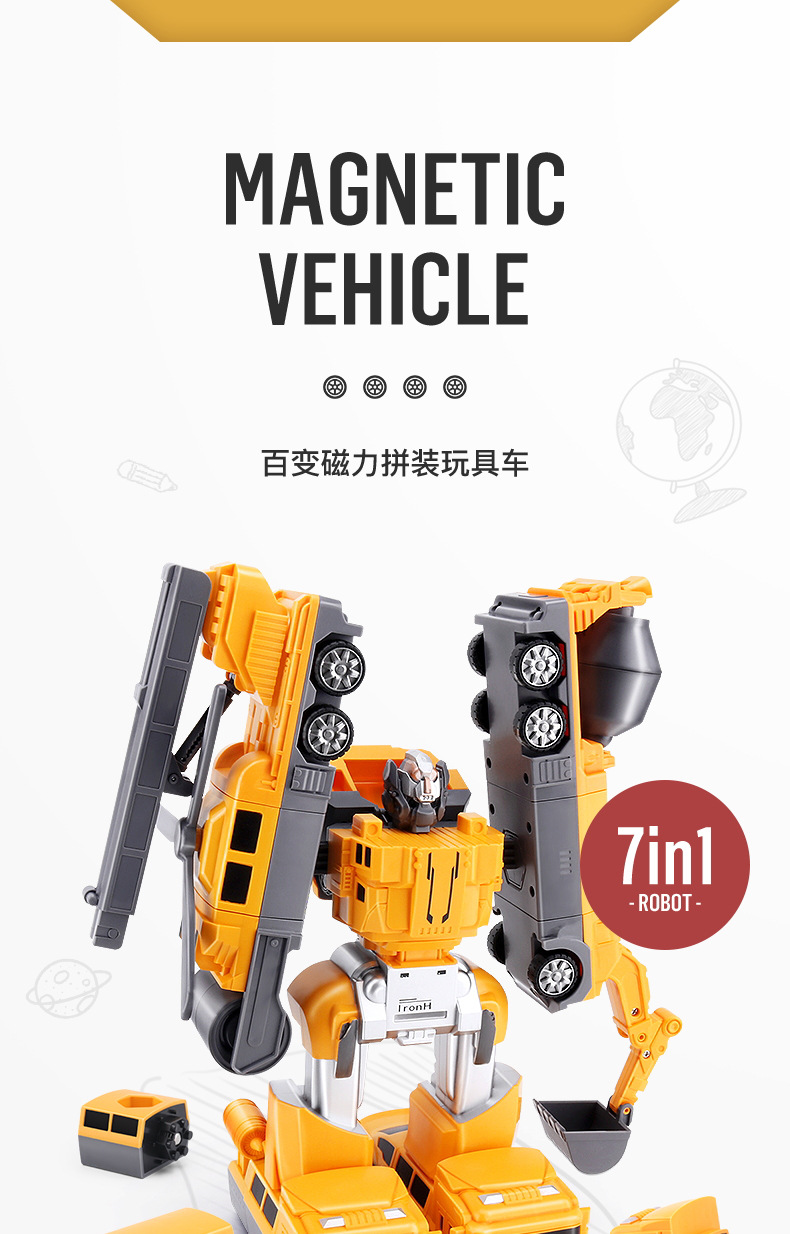 Children's Variety Engineering Car Toys Magnetic Building Blocks Magnet Puzzle Robot Assembled Car Baby Boy Gift Children's Variety Engineering Car Toys Magnetic Building Blocks Magnet Puzzle Robot Assembled Car Baby Boy Gift