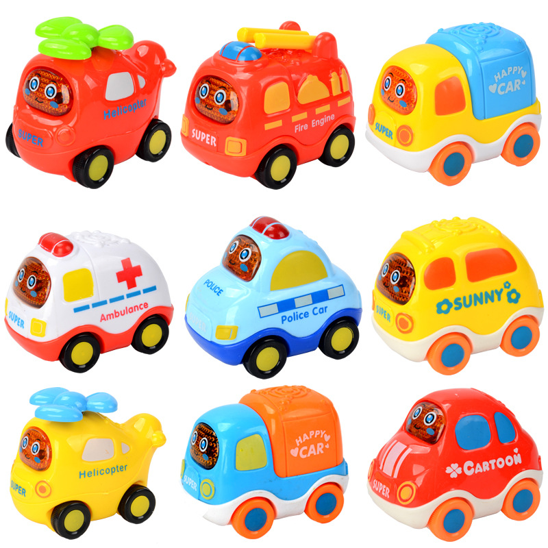 The Children inertial repulsion car toy car small plane plastic small toy cartoon mini engineering car set