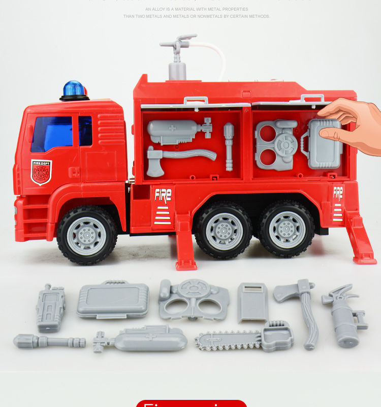 Children's Large Fire Truck Toy Car Water Spray Inertia Engineering Car Aerial Ladder Truck Fire Truck Boy Toy Car