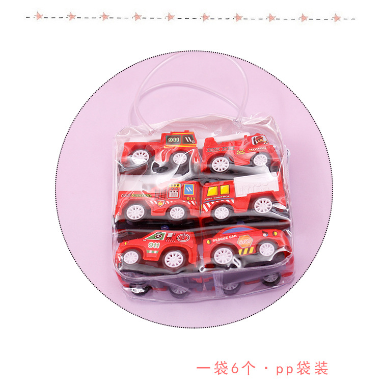 Children's Power Control Car Toy 1 Bag 6 Mini Engineering Vehicle Fire Truck Baby Boy Set Toys Bag