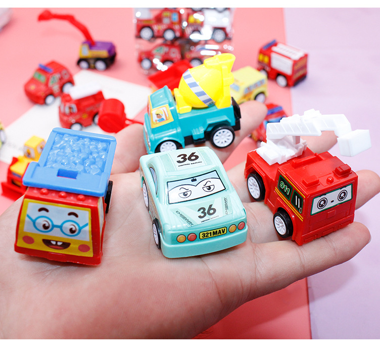 Children's Power Control Car Toy 1 Bag 6 Mini Engineering Vehicle Fire Truck Baby Boy Set Toys Bag