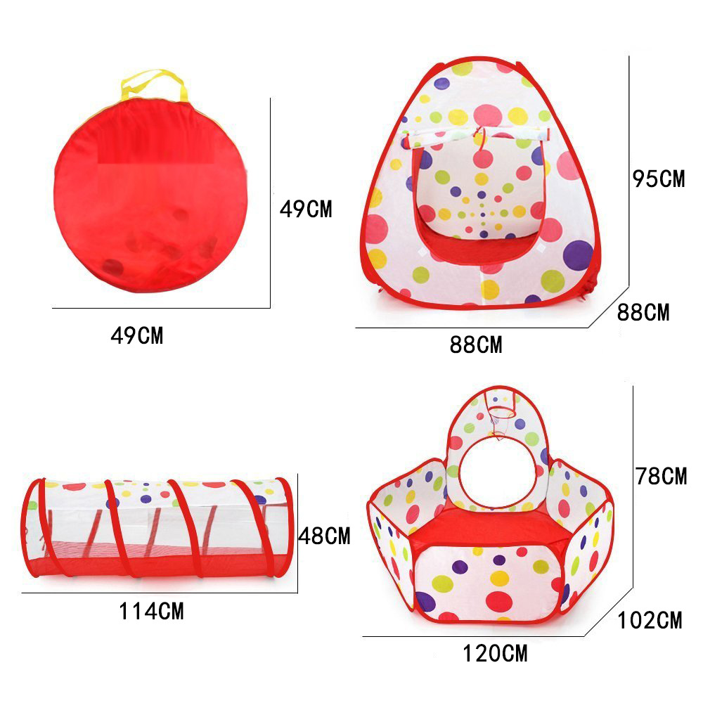 Cow Children's Tent Three-Piece Set 3 Shooting Ball Pool Crawl Tunnel Tent House Game House 03 Years Old Baby Toys