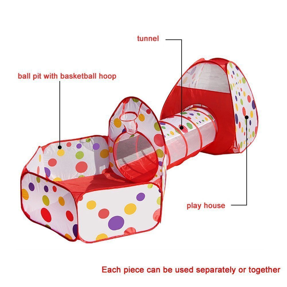 Cow Children's Tent Three-Piece Set 3 Shooting Ball Pool Crawl Tunnel Tent House Game House 03 Years Old Baby Toys