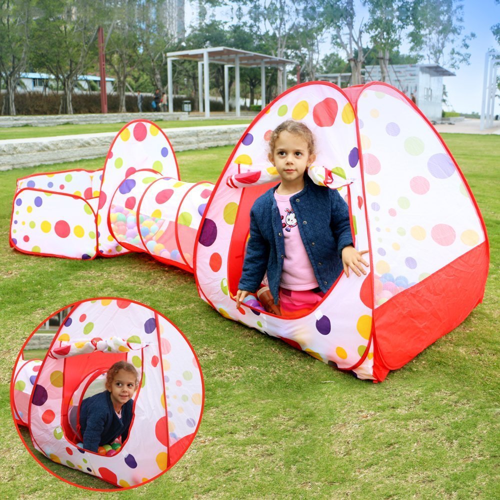 Cow Children's Tent Three-Piece Set 3 Shooting Ball Pool Crawl Tunnel Tent House Game House 03 Years Old Baby Toys