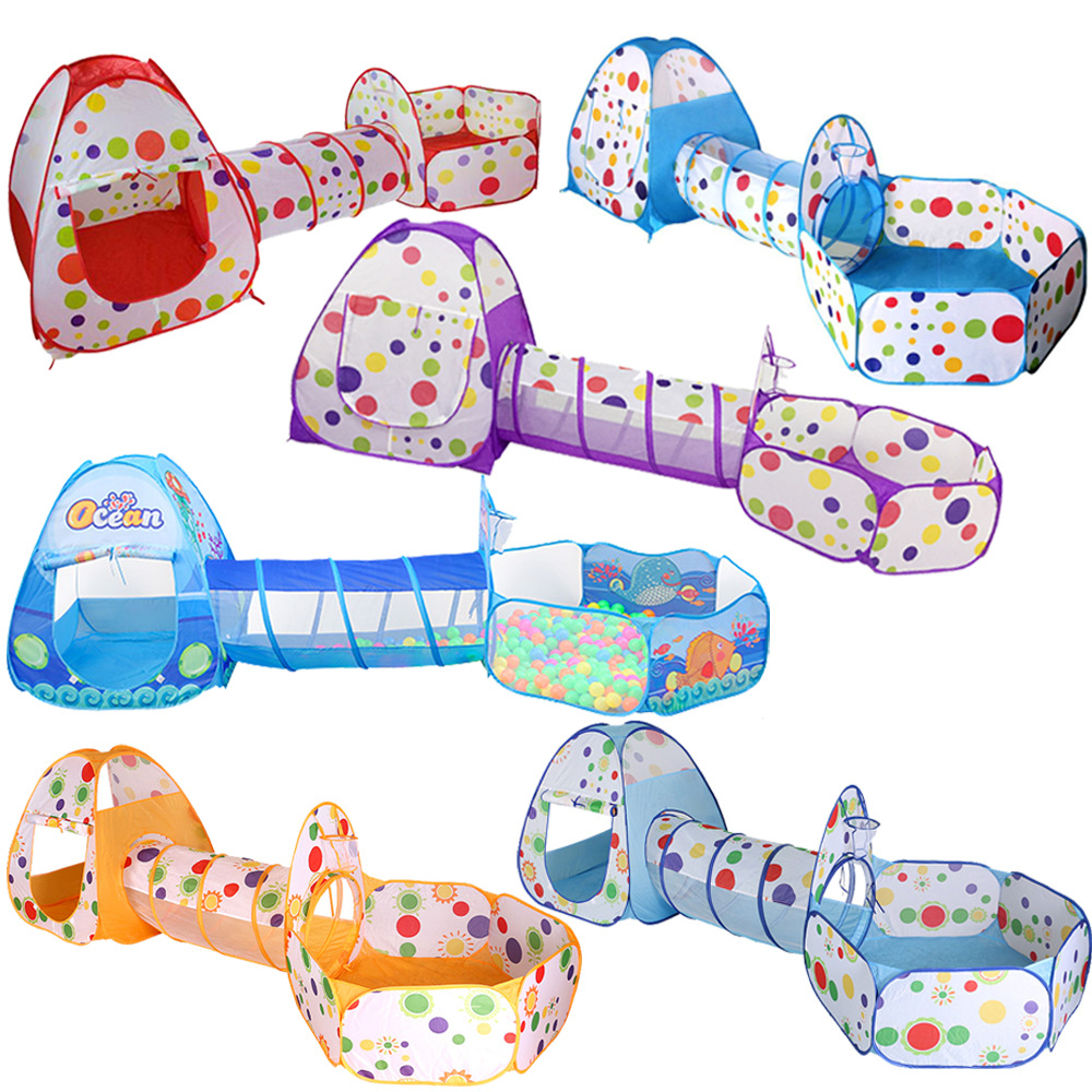Children&#039;s tent Indoor three-piece indoor and outdoor folding game Houses dot triad basketball Pool baby Toys