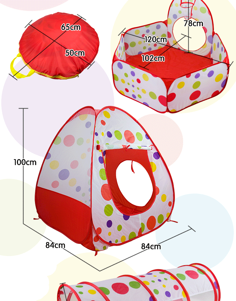 Children's tent Indoor three-piece indoor and outdoor folding game Houses dot triad basketball Pool baby Toys