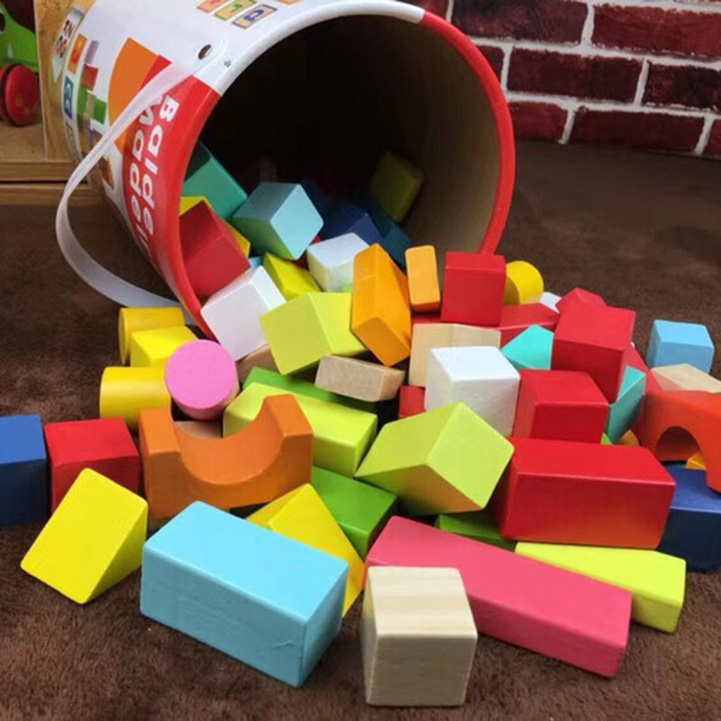 100 grain wooden children&#039;s blocks wooden assembly baby toys educational 0 Boy 1 girl 2 brain 3 early education 4