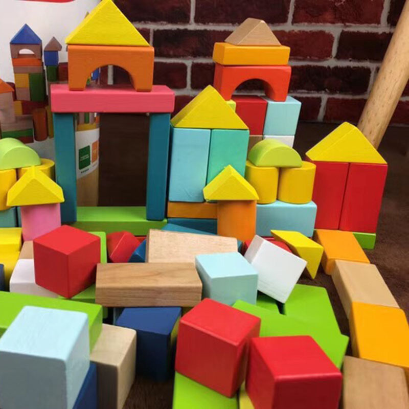 100 grain wooden children&#039;s blocks wooden assembly baby toys educational 0 Boy 1 girl 2 brain 3 early education 4