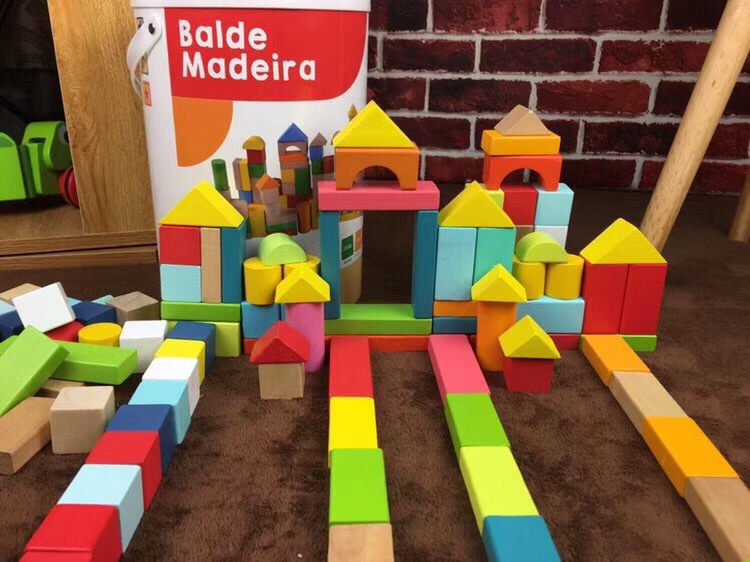 100 grain wooden children's blocks wooden assembly baby toys educational 0 Boy 1 girl 2 brain 3 early education 4