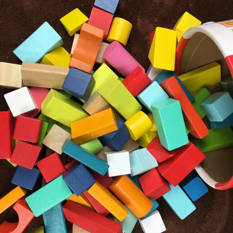 100 grain wooden children&#039;s blocks wooden assembly baby toys educational 0 Boy 1 girl 2 brain 3 early education 4