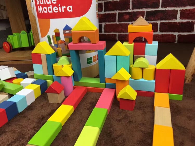 100 grain wooden children's blocks wooden assembly baby toys educational 0 Boy 1 girl 2 brain 3 early education 4