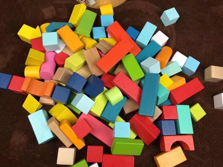 100 grain wooden children's blocks wooden assembly baby toys educational 0 Boy 1 girl 2 brain 3 early education 4