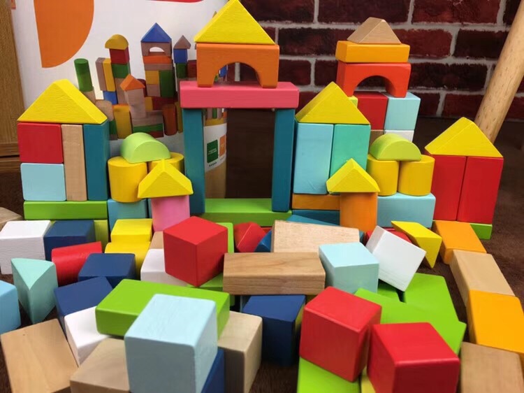 100 grain wooden children's blocks wooden assembly baby toys educational 0 Boy 1 girl 2 brain 3 early education 4