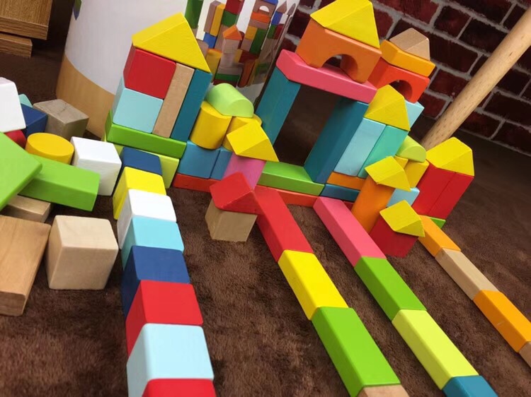 100 grain wooden children's blocks wooden assembly baby toys educational 0 Boy 1 girl 2 brain 3 early education 4