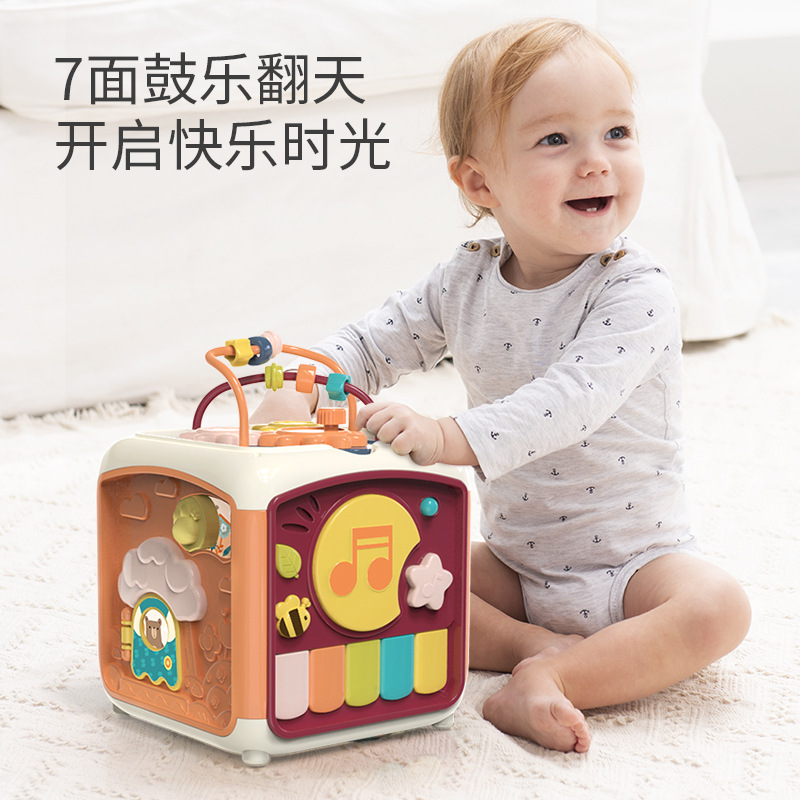 Baby Toys Music Drum Children Hand Drum Heptahedron Educational Music 6 Months Baby Early Childhood Education 0-1 Years Old