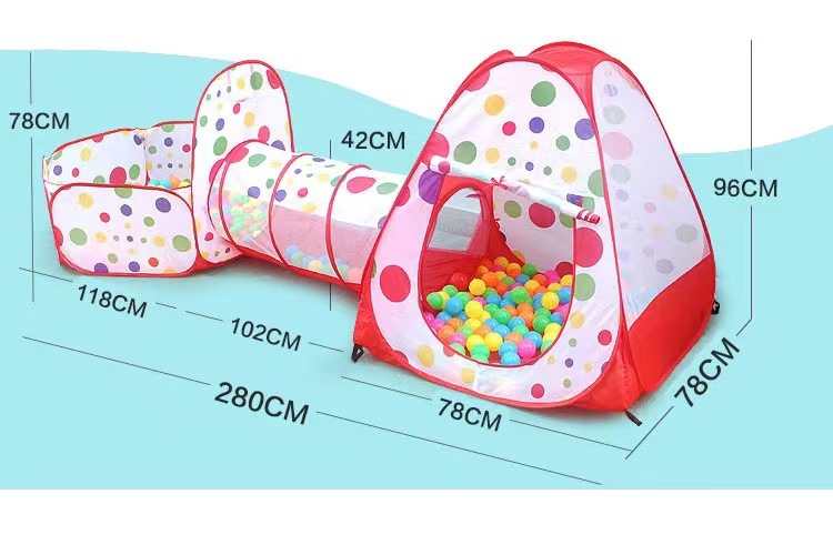 Cross-Border Amazon Children's Tent Three-Piece Set Crawl Tunnel Tent House Game House 0-3 Years Old Baby Toys