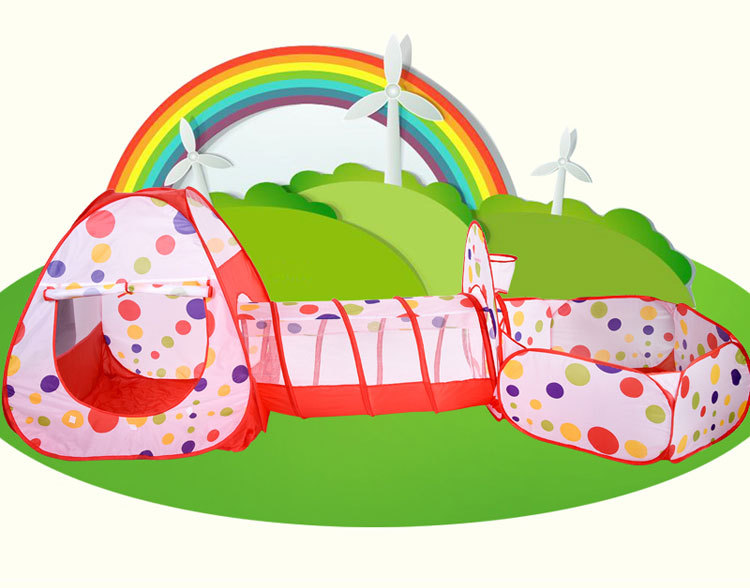 Cross-Border Amazon Children's Tent Three-Piece Set Crawl Tunnel Tent House Game House 0-3 Years Old Baby Toys