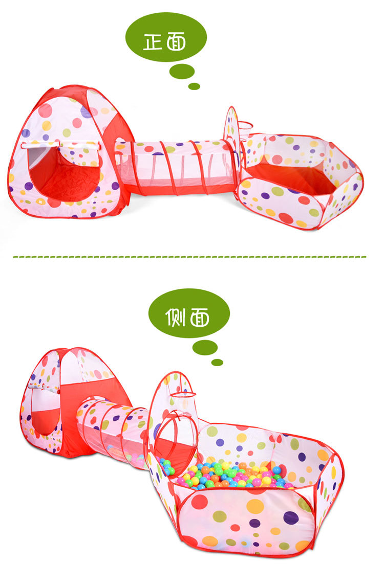 Cross-Border Amazon Children's Tent Three-Piece Set Crawl Tunnel Tent House Game House 0-3 Years Old Baby Toys