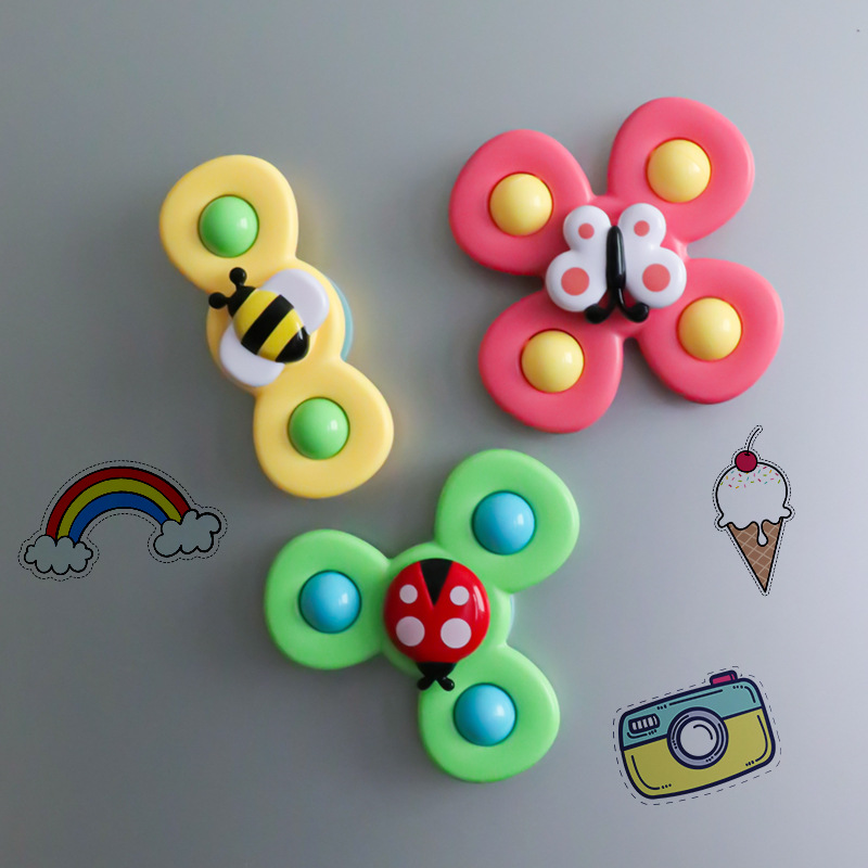 Children&#039;s Cartoon Suction Cup Rotary Table Vocal Insect Flower Rotating Gyro Cartoon Baby Toys