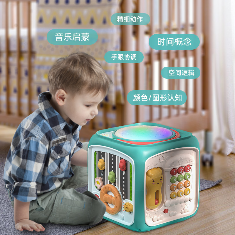 Hexahedral Children Early Education Music Hand Drum 0-1-2 Years Old Baby Music Drum Baby Toys 6-8 Months