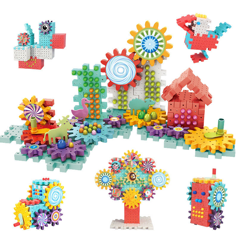 Cross-Border Children &#039;S Rotating Gear Variety Assembling Building Blocks Mushroom Nail Puzzle Assembling Early Education Enlightenment Baby Toys
