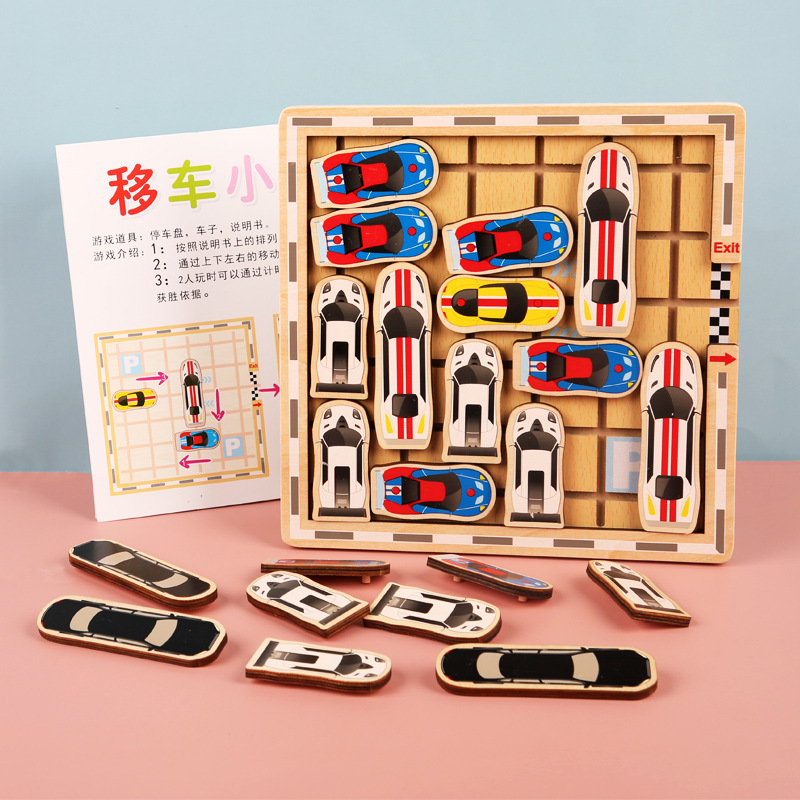 Shift Maze Wooden Educational Baby Toys Mobile Car Game Cognitive Children Moving Car Inverted Garage 3-8 Years Old