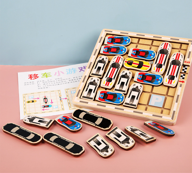 Shift Maze Wooden Educational Baby Toys Mobile Car Game Cognitive Children Moving Car Inverted Garage 3-8 Years Old