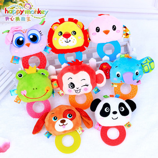 Happy Monkey baby toys 0 and 1 year old car hanging animal bed hang plush toys bell to appease the bell