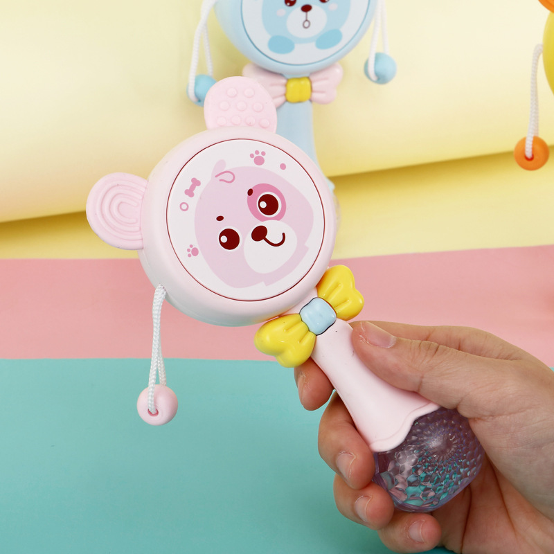 Child Baby Toys Handbell Music Rattle Drum Soft Teether Baby Mother and Baby Rhythm Stick Tumbler Toys