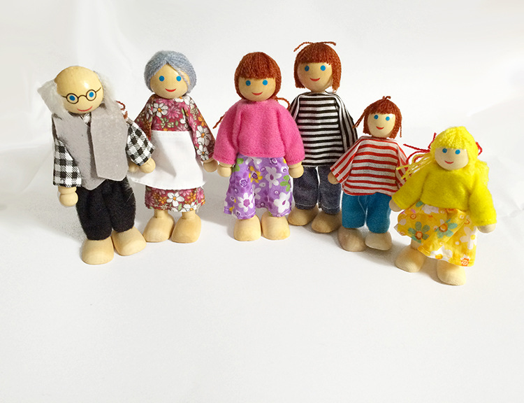Family 6 expressions using seven wooden doll house doll educational baby toys parent - child Eva joints. 12 Family 6 expressions using seven wooden doll house doll educational baby toys parent - child Eva joints. 12