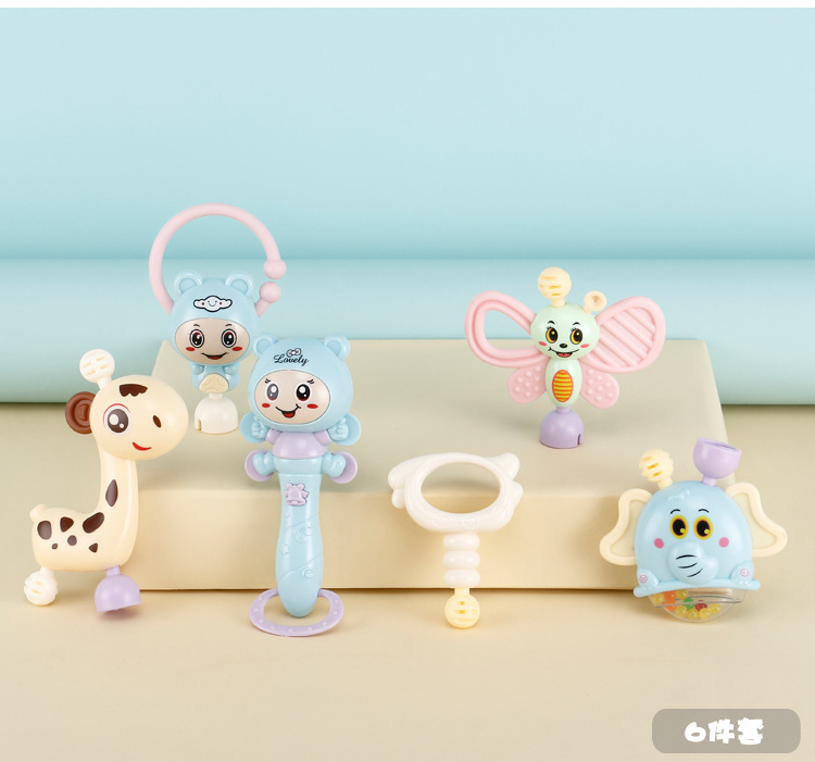 Baby's Rattle Teether Tasteless Gnawing Newborn Baby 0-1 Year Old String Bell Intelligence Boys and Girls Baby Toys