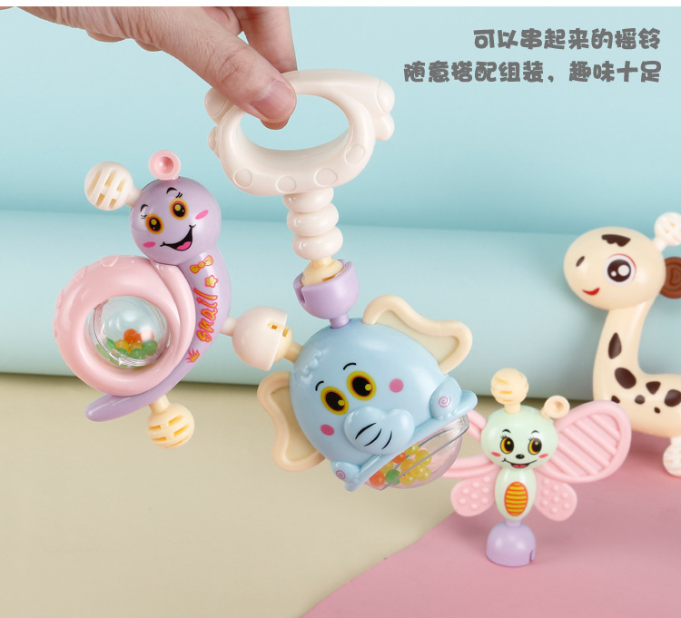 Baby's Rattle Teether Tasteless Gnawing Newborn Baby 0-1 Year Old String Bell Intelligence Boys and Girls Baby Toys