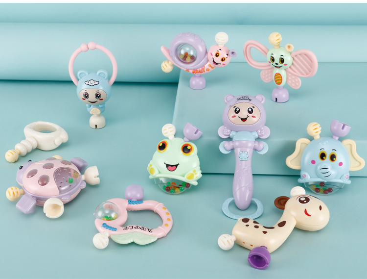 Baby's Rattle Teether Tasteless Gnawing Newborn Baby 0-1 Year Old String Bell Intelligence Boys and Girls Baby Toys