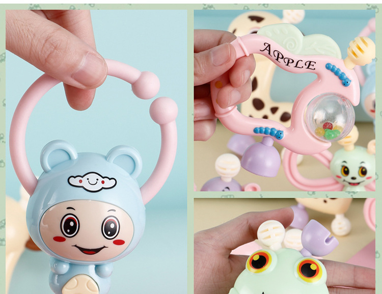 Baby's Rattle Teether Tasteless Gnawing Newborn Baby 0-1 Year Old String Bell Intelligence Boys and Girls Baby Toys