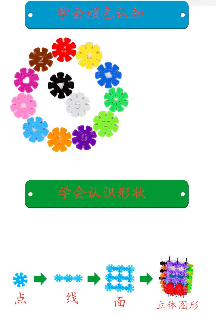 Early Education Insert Snowflake Building Blocks Box Plastic Assembling Combined Baby Toddler Intelligence  Baby toys