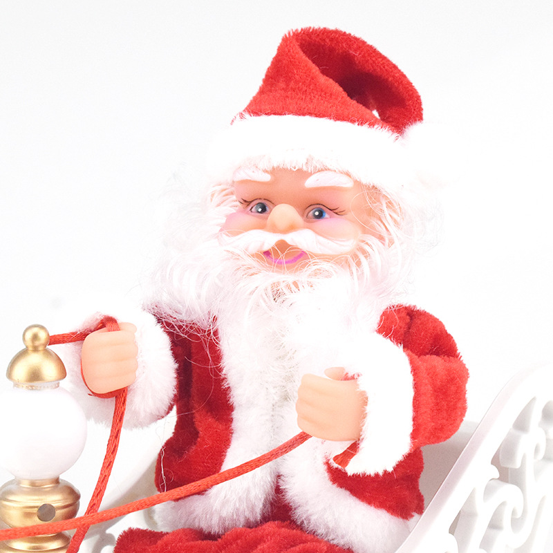 Novelty Creative Elk Pull Sled Santa Claus Doll with Music Electric Universal Car Toy Christmas Gift
