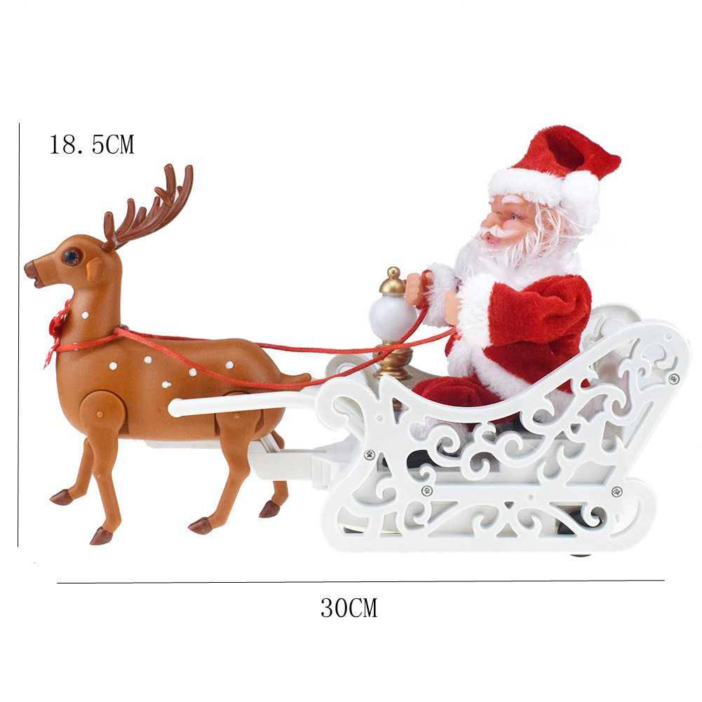 Novelty Creative Elk Pull Sled Santa Claus Doll with Music Electric Universal Car Toy Christmas Gift