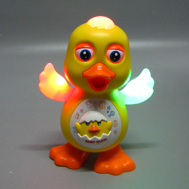 Tiktok Hot Sale Dancing Little Cute Duck Music Light Dancing Red Duck Electric Swing Doll Stall